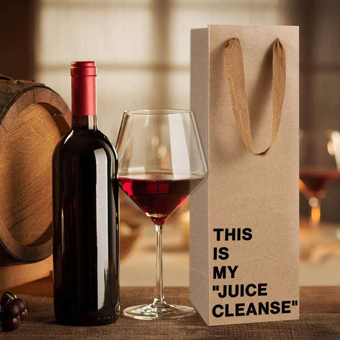 "This is my Juice Cleanse" wine gift bag – eco-friendly funny wine bag.