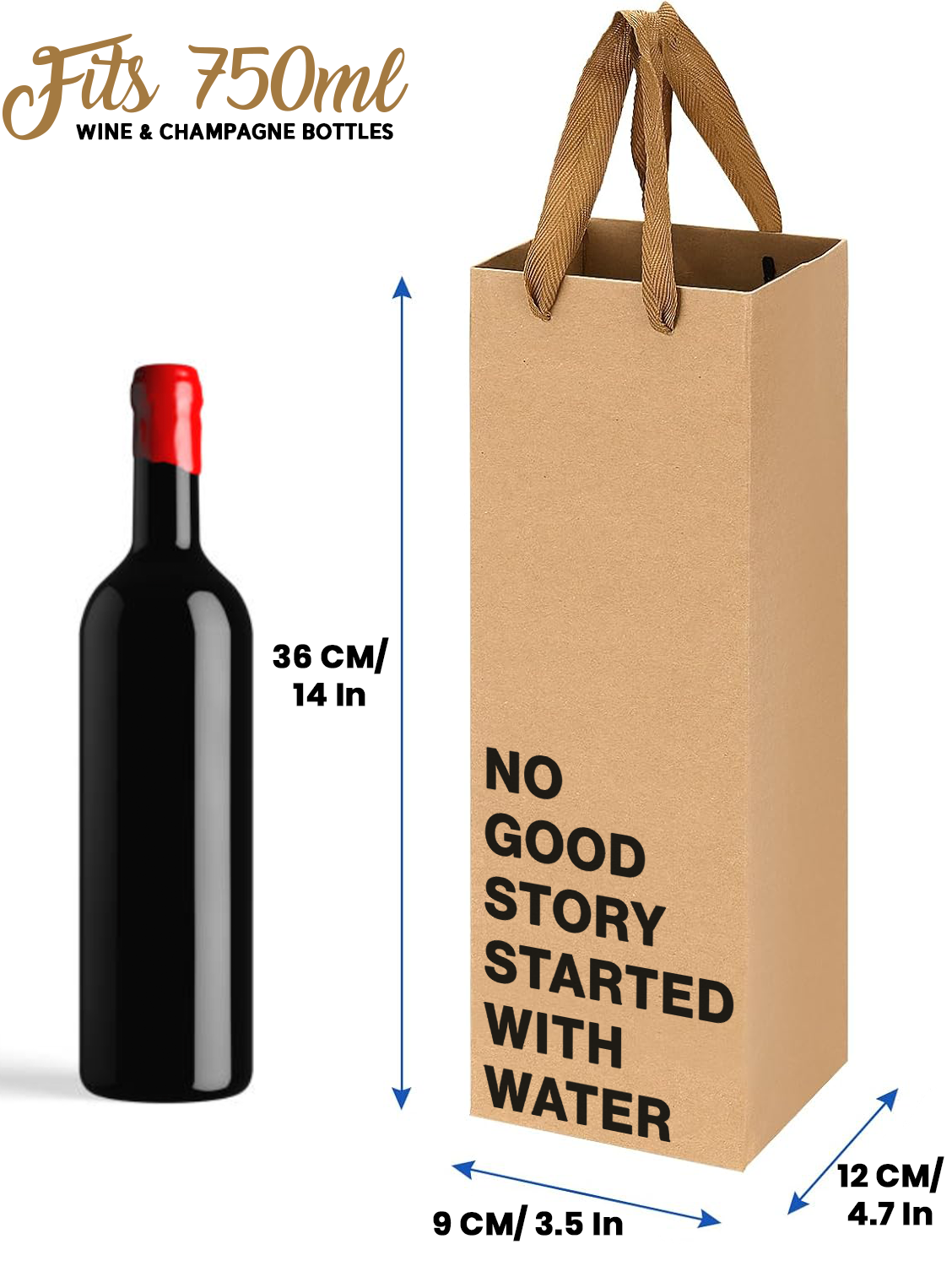 Funny wine gift bag with kraft paper design.