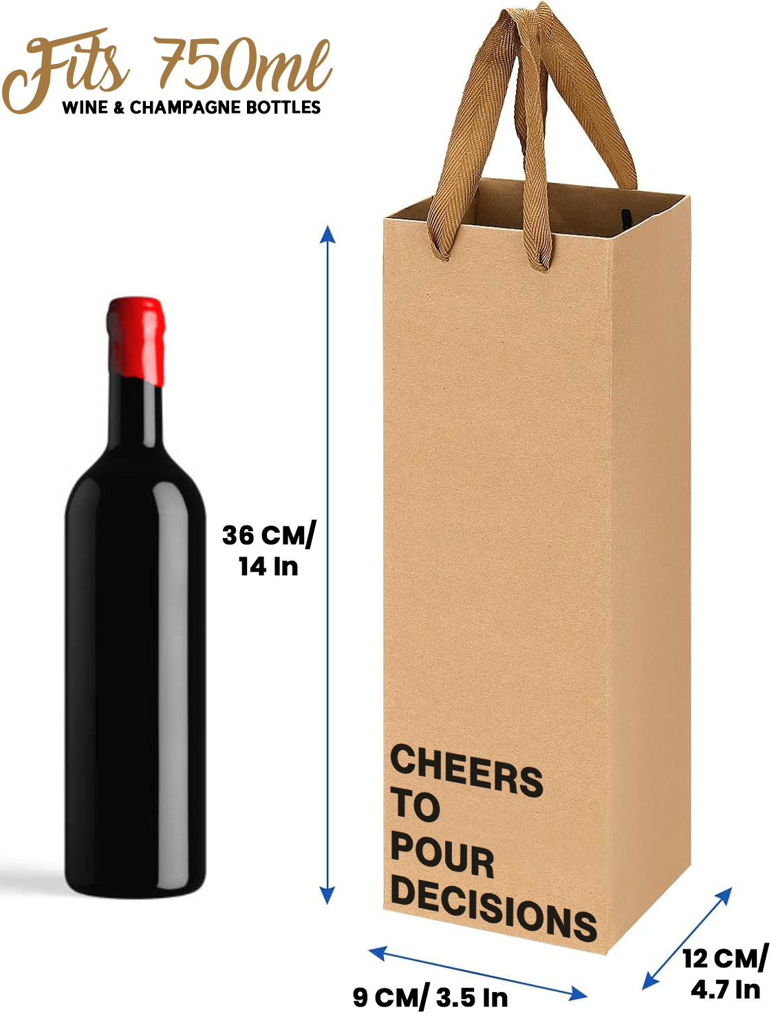 "Corks are for Quitters" wine gift bag – sturdy, eco-friendly, and funny paper wine bag.