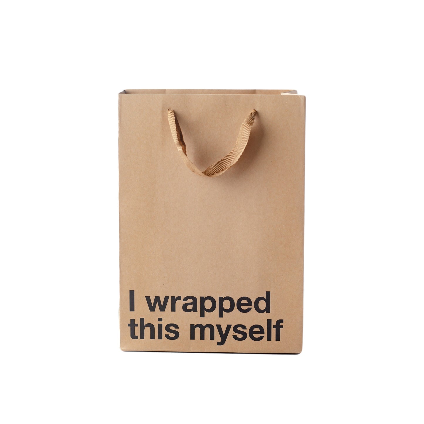 Kraft gift bag with brown ribbon handle, perfect for adult gifts.