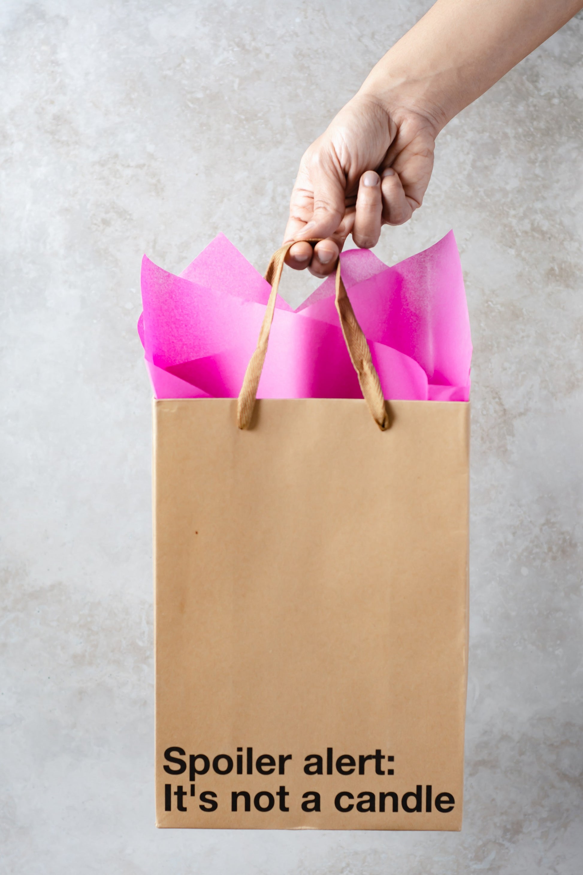 "Not A Candle" gift bag – Funny kraft bag for unique adult gifts.