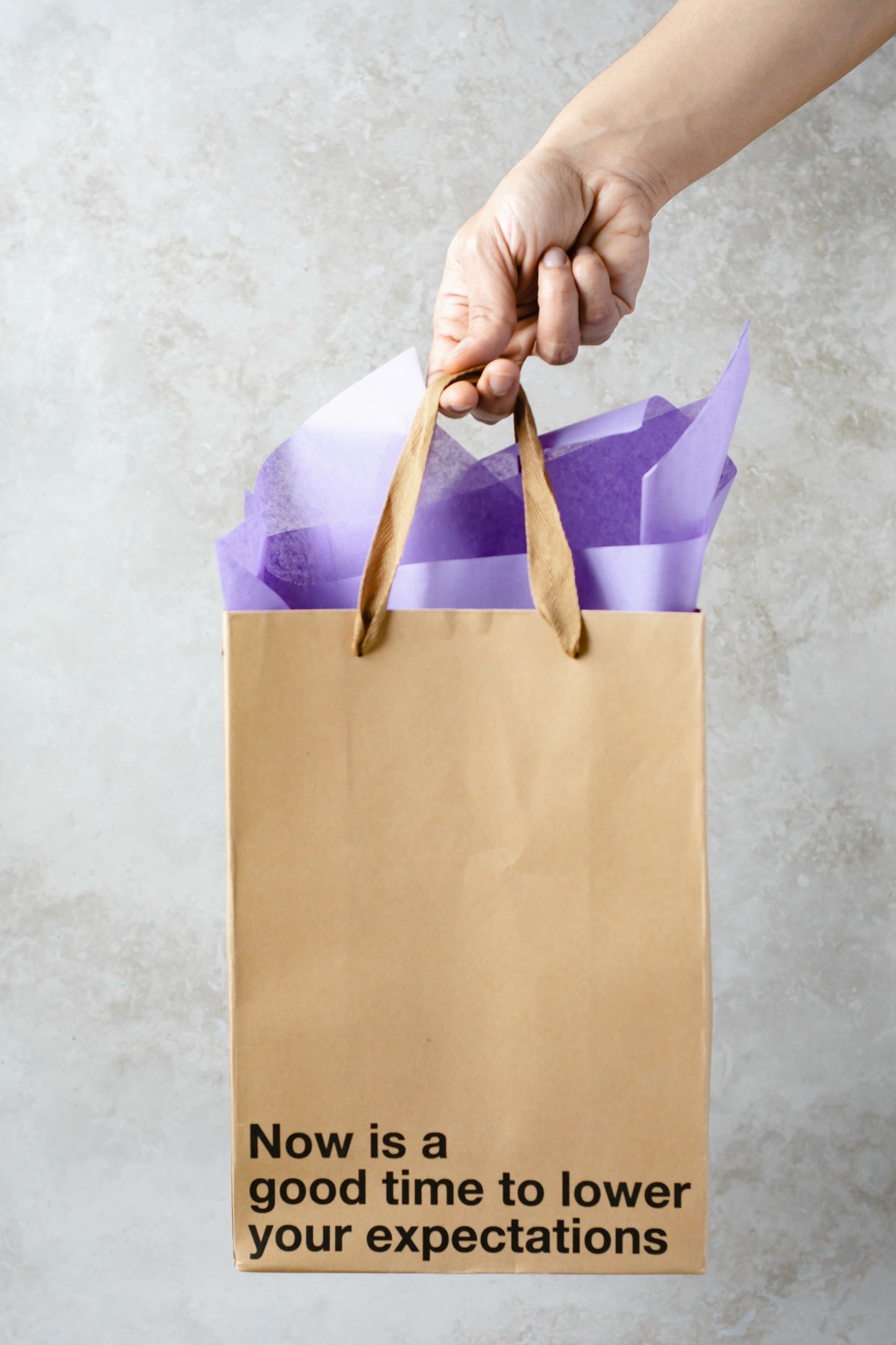 "Lower Your Expectations" gift bag – Funny kraft gift bag for adults.