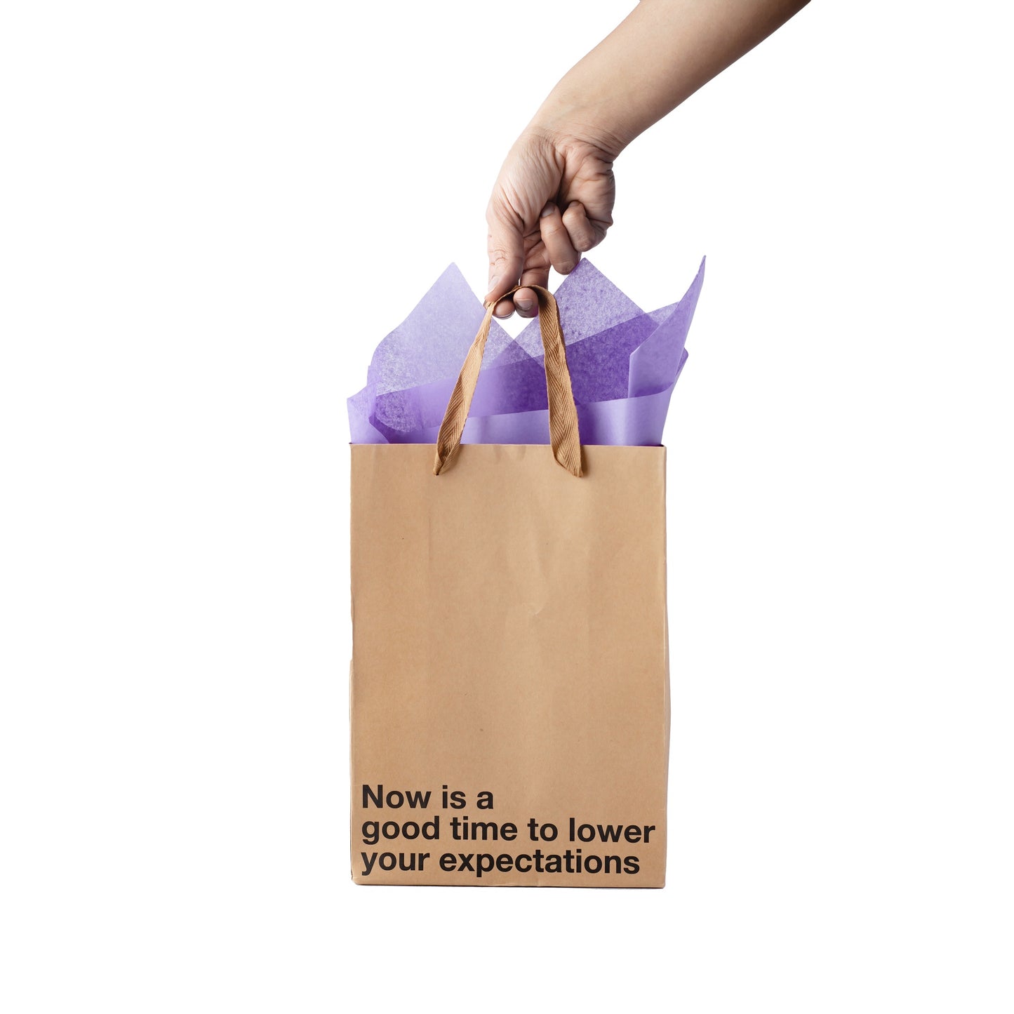 "Lower Your Expectations" gift bag – Funny kraft gift bag for adults.
