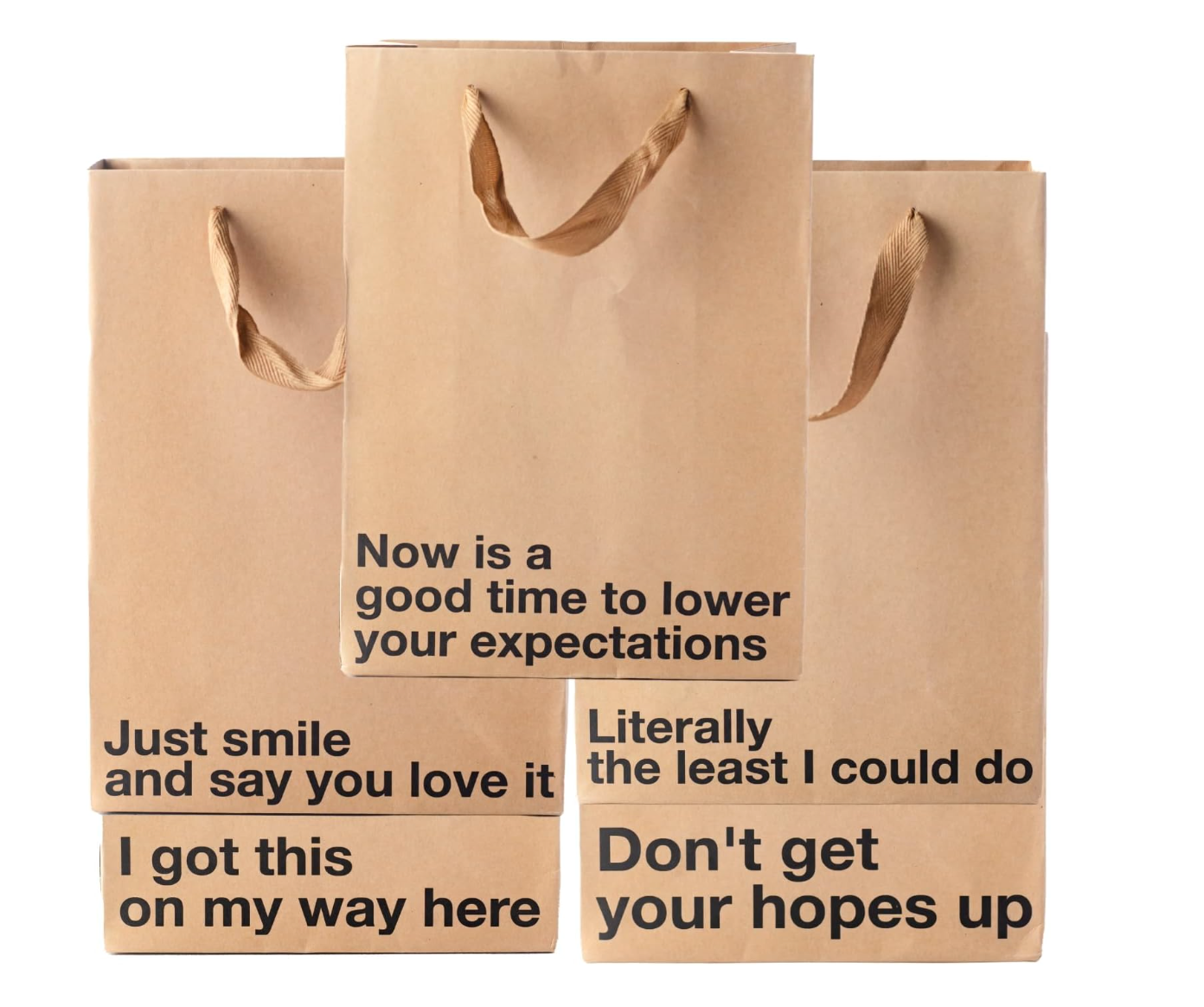 Funny kraft gift bags pack, 5 adult gift bags