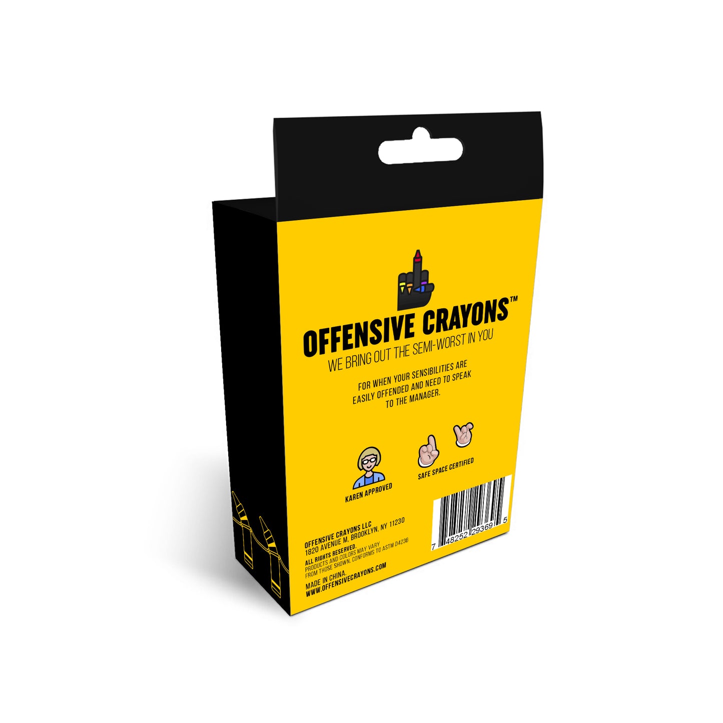 "Offensive-ISH" crayon set – Adult crayons with humorous colors.