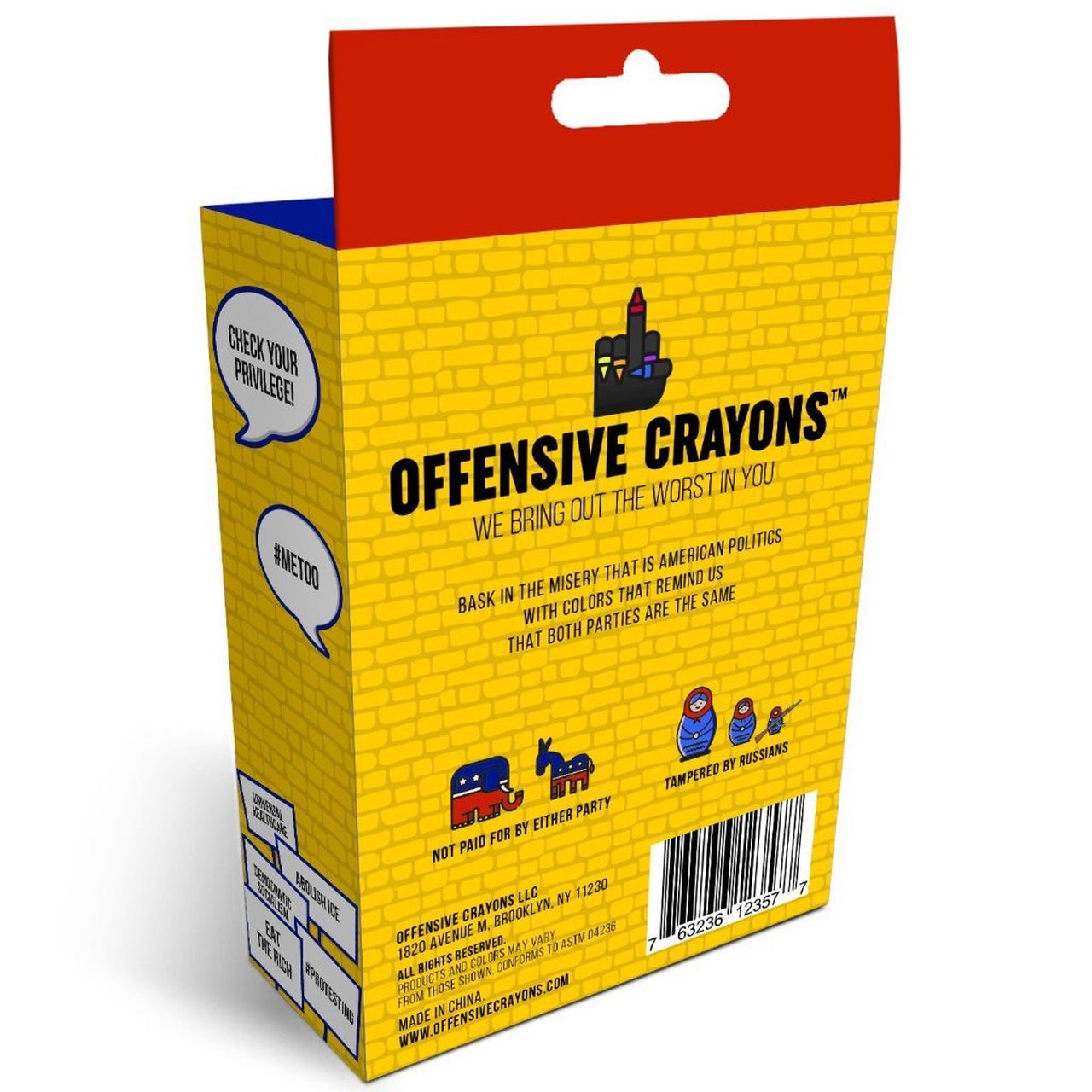 "Red, White, and F*ck You" adult crayon set with colorful, bold shades.