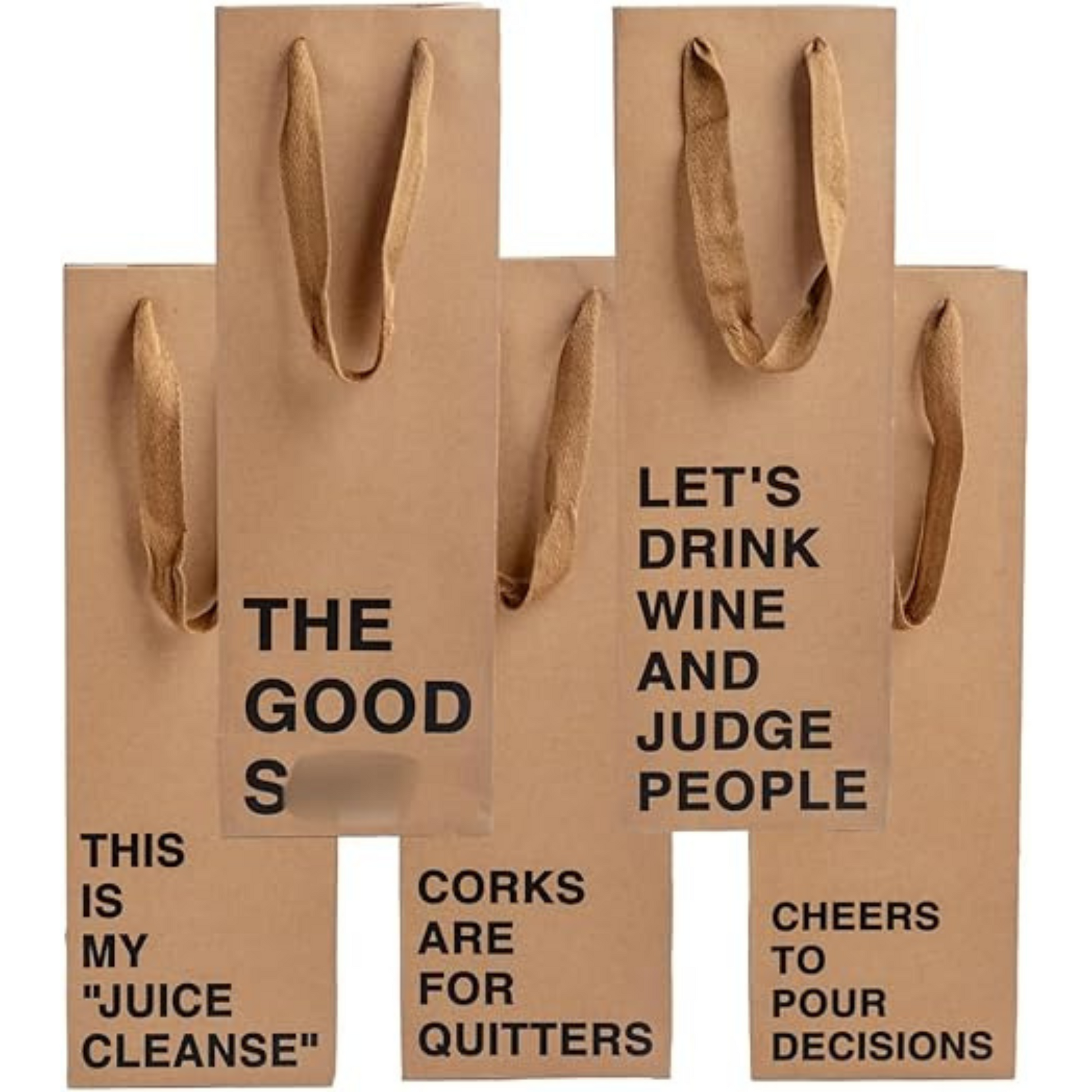 Wine gift bag set of 5 made from kraft paper, perfect for funny wine bags and gifting.