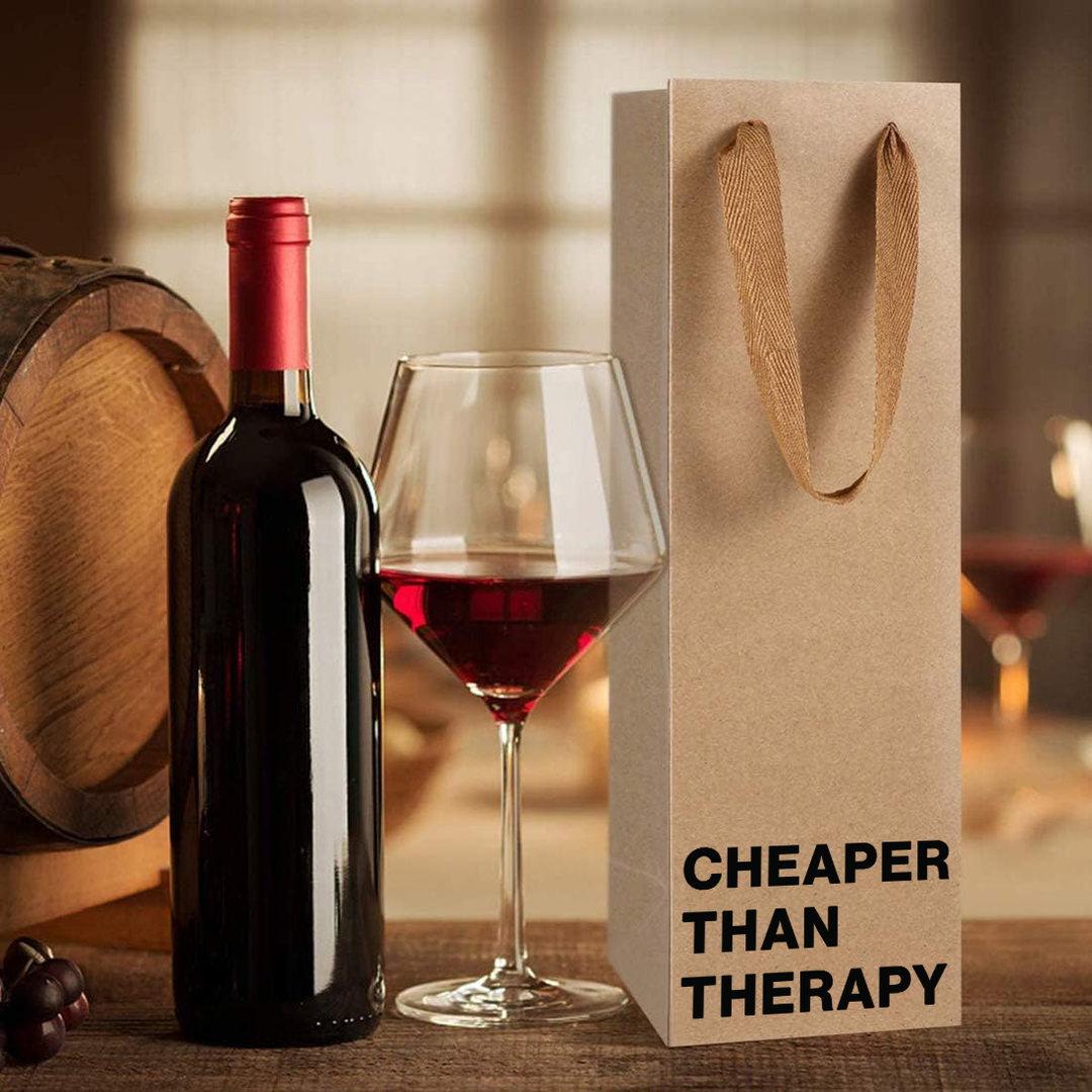 "Cheaper than therapy" Wine Gift Bag