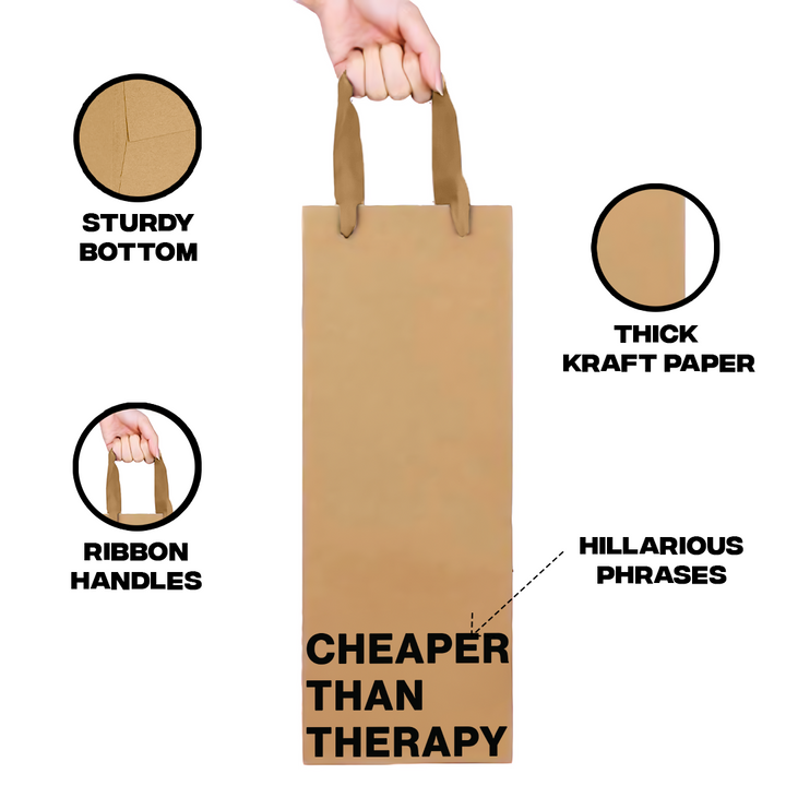 "Cheaper than therapy" Wine Gift Bag