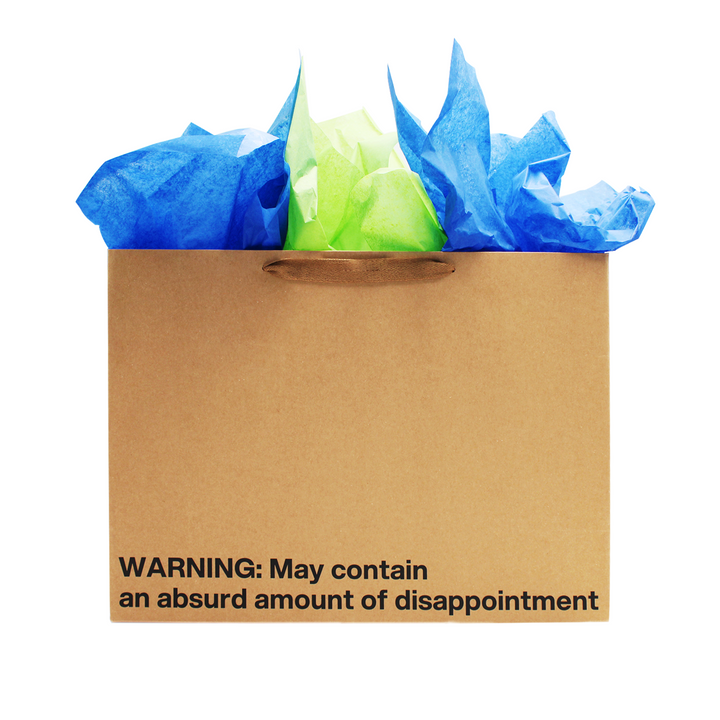 "Warning: May contain an absurd amount of disappointment" Large Gift Bag - Offensive Crayons