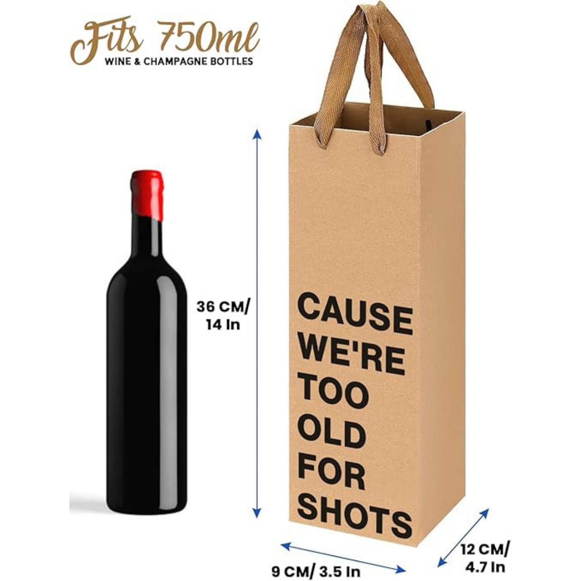 Wine gift bag set made of kraft paper, perfect for funny wine bags and gifting.