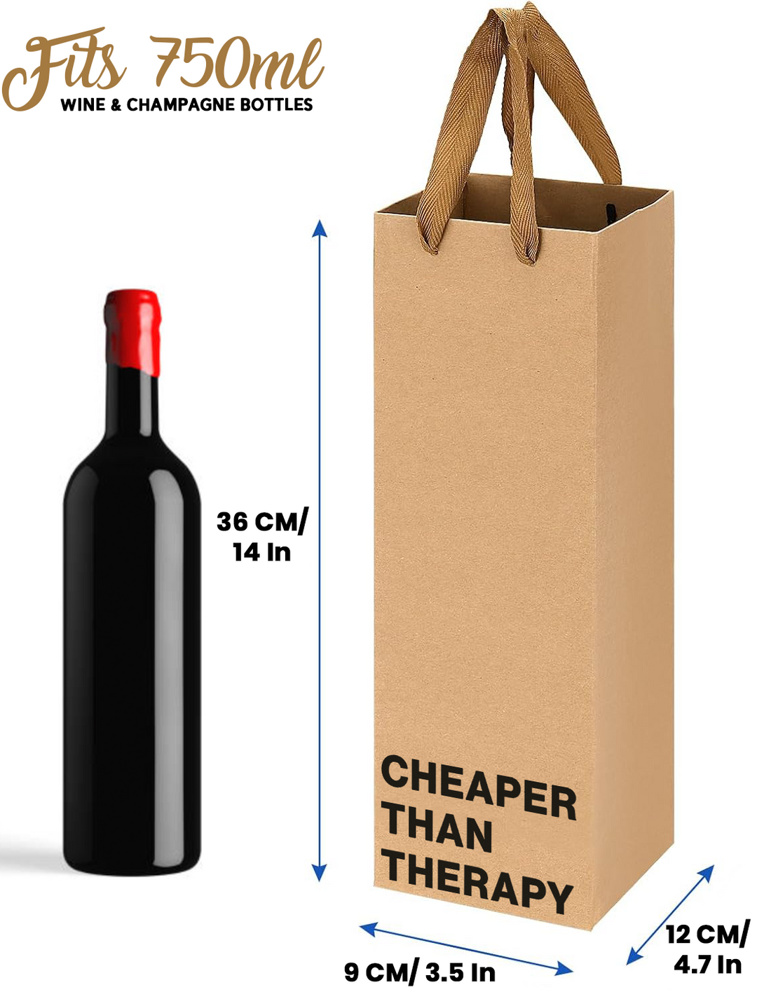 "Cheaper than therapy" Wine Gift Bag