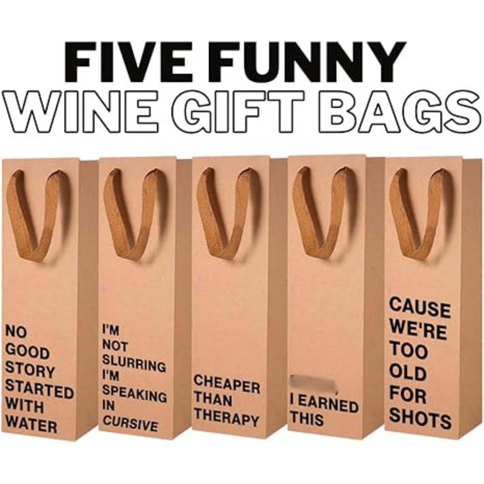 Wine gift bag set made of kraft paper, perfect for funny wine bags and gifting.