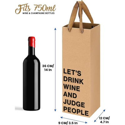 Wine gift bag set of 5 made from kraft paper, perfect for funny wine bags and gifting.