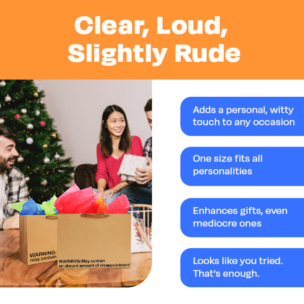 "Warning: May contain an absurd amount of disappointment" Large Gift Bag - Offensive Crayons