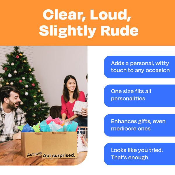 "Act Surprised" Large Gift Bag - Offensive Crayons