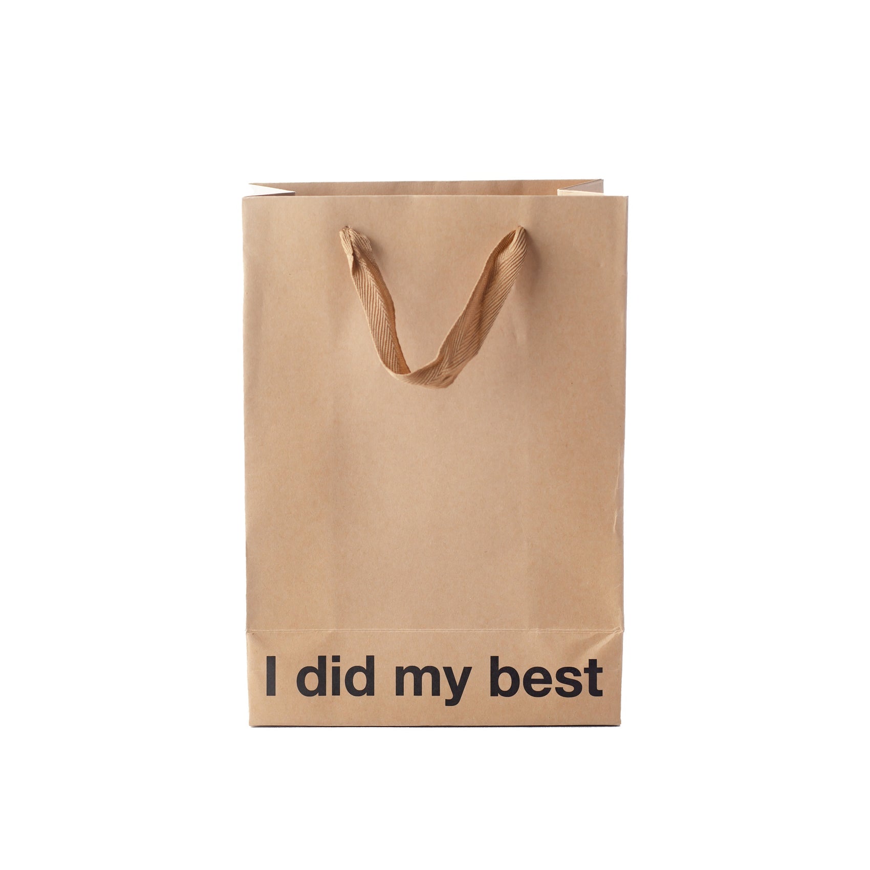 "I Did My Best" kraft gift bag – Funny adult gift bag with brown ribbon.