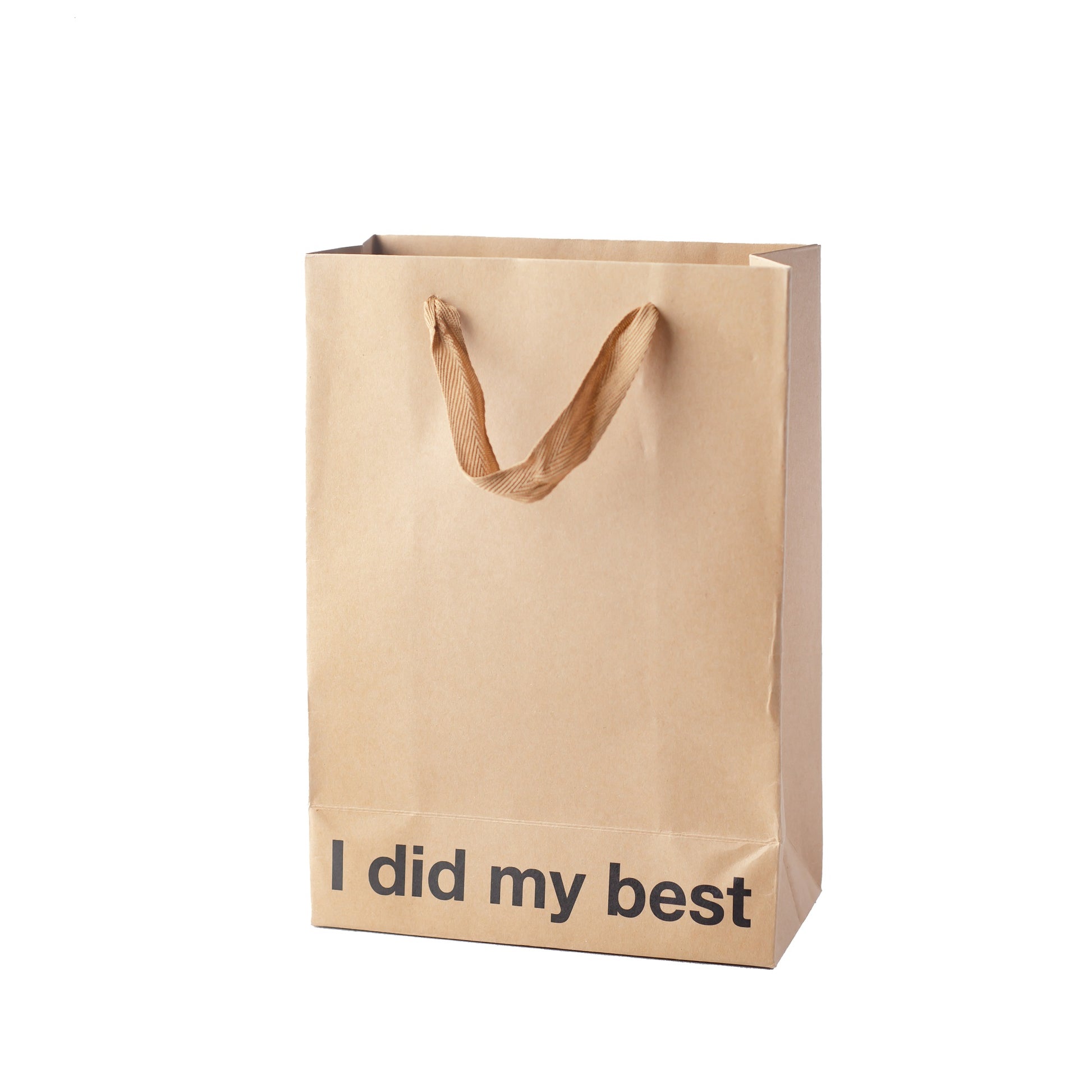"I Did My Best" kraft gift bag – Funny adult gift bag with brown ribbon.
