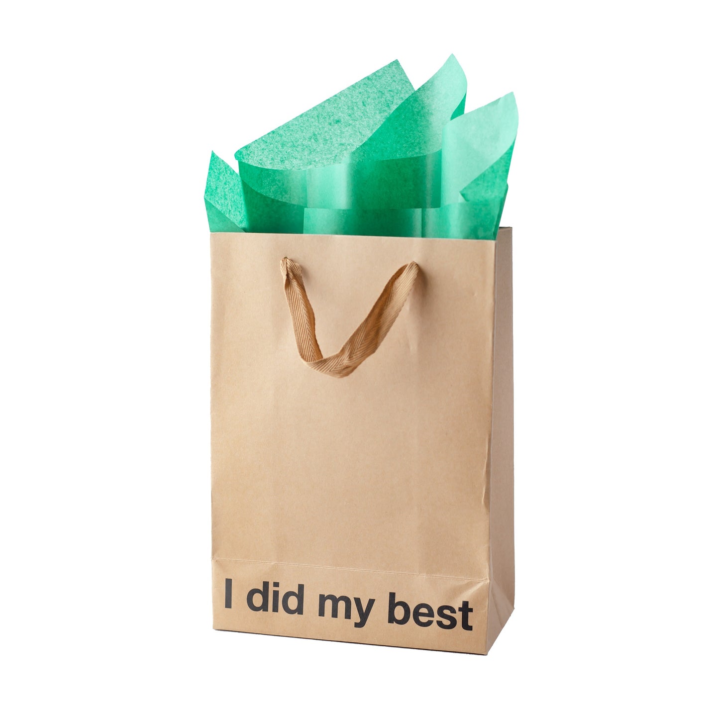 "I Did My Best" kraft gift bag – Funny adult gift bag with brown ribbon.