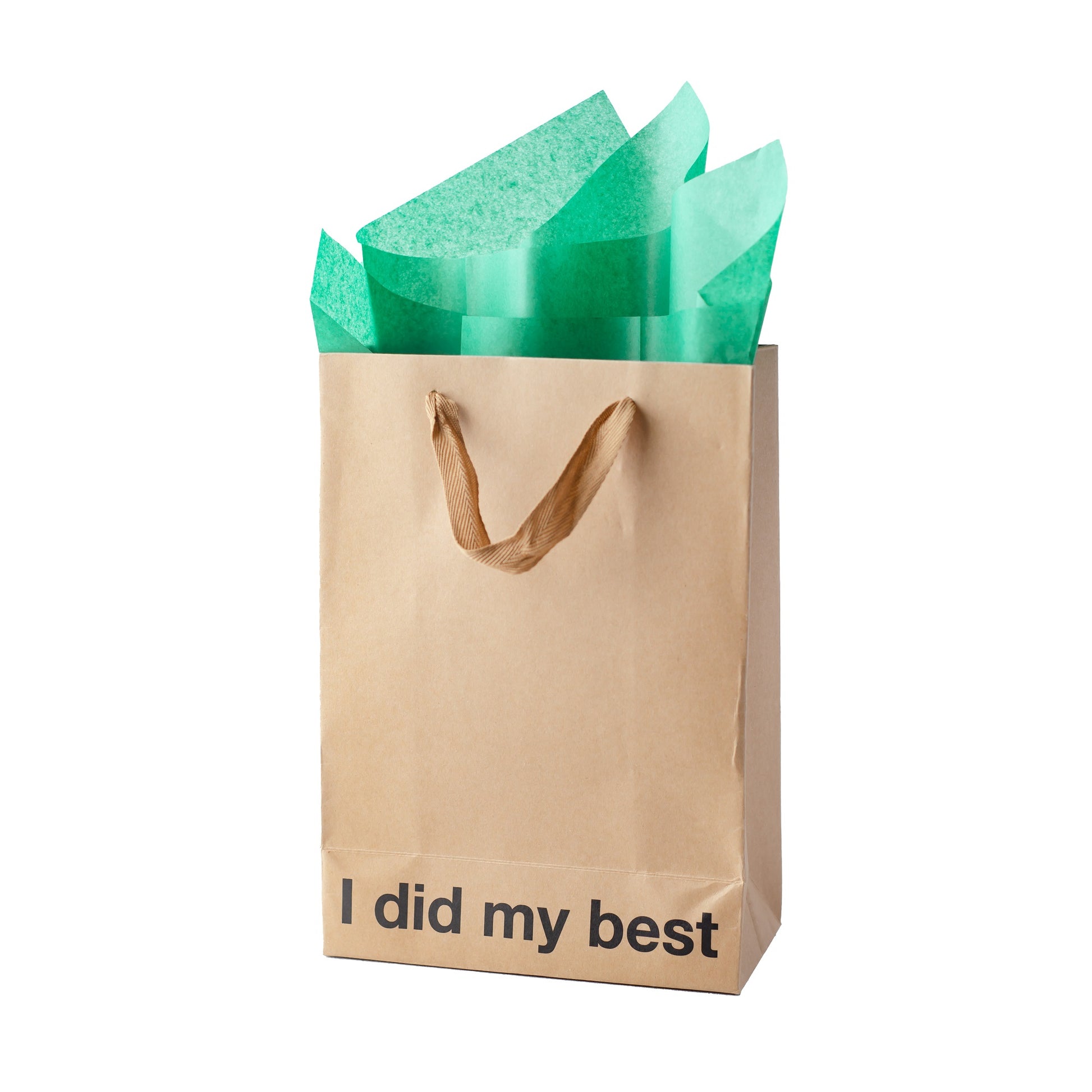 "I Did My Best" kraft gift bag – Funny adult gift bag with brown ribbon.