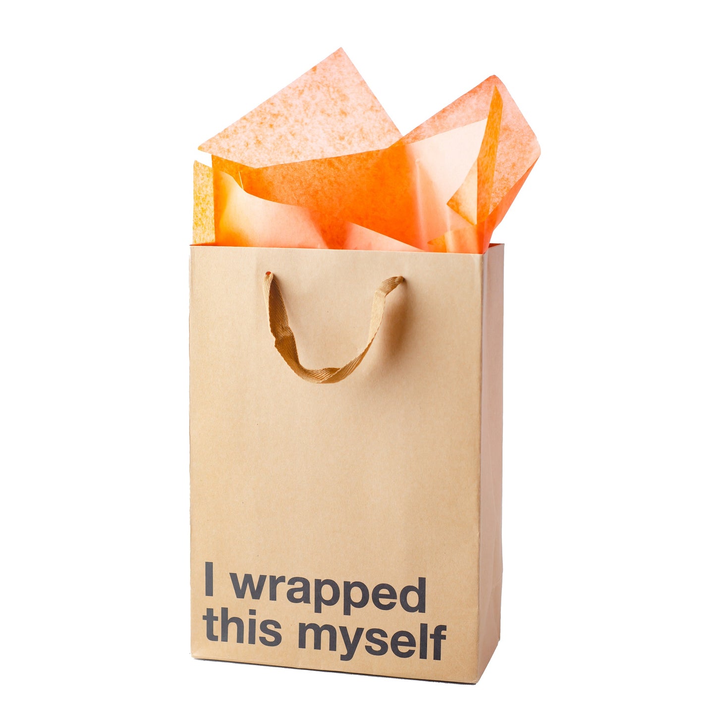 Kraft gift bag with brown ribbon handle, perfect for adult gifts.