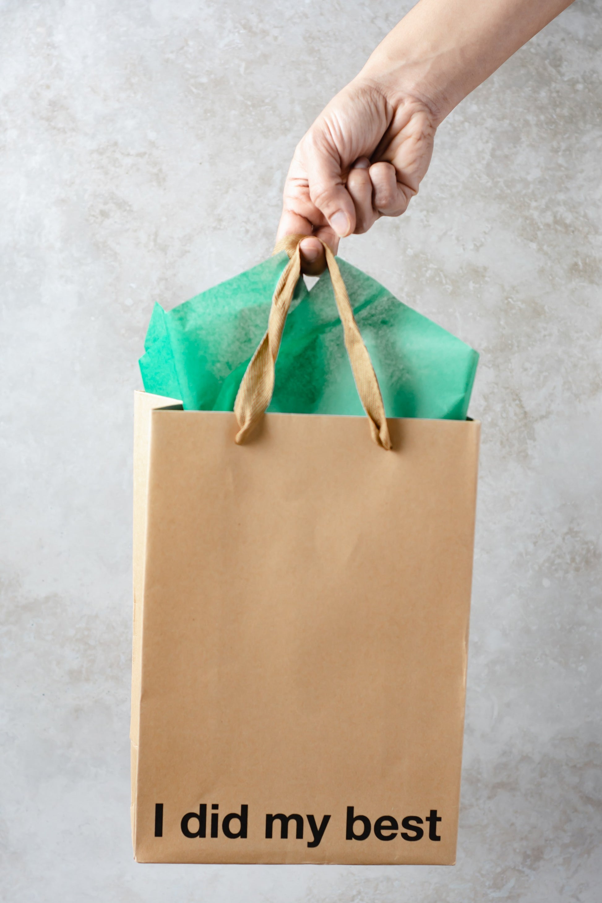 "I Did My Best" kraft gift bag – Funny adult gift bag with brown ribbon.