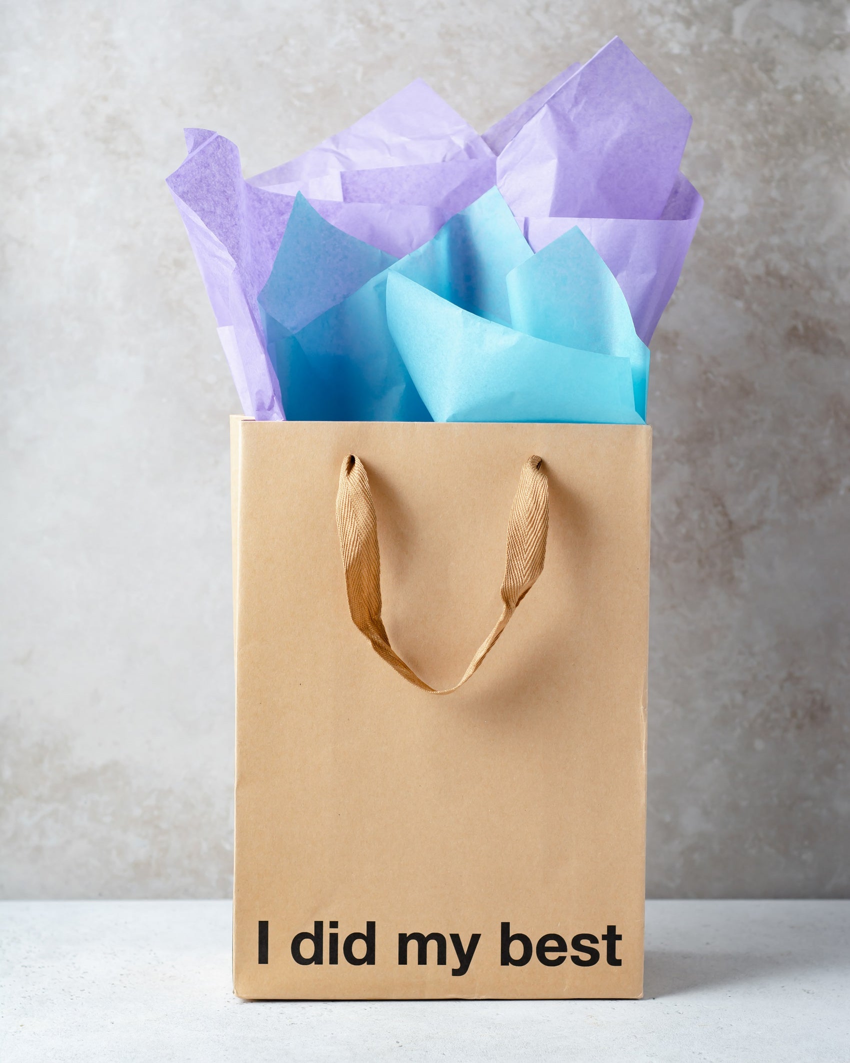 "I Did My Best" kraft gift bag – Funny adult gift bag with brown ribbon.