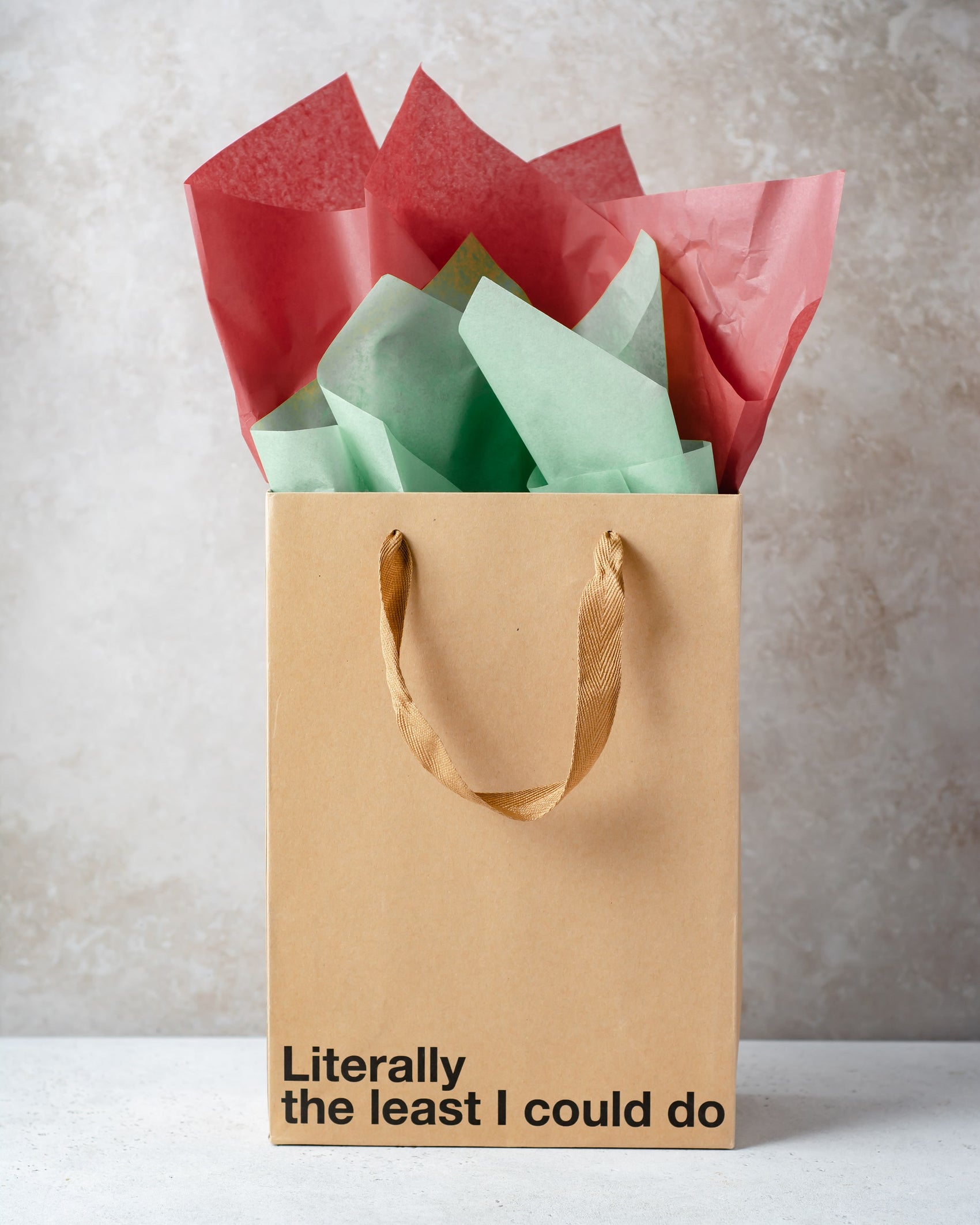 "The Least I Could Do" gift bag – funny, sarcastic Kraft gift bag for adults.