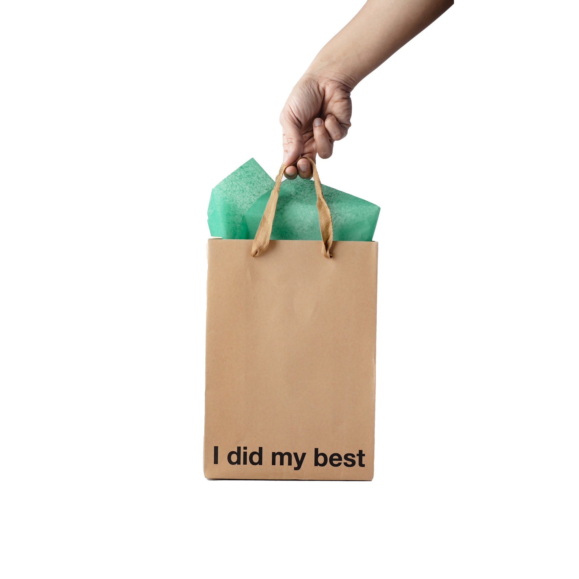 "I Did My Best" kraft gift bag – Funny adult gift bag with brown ribbon.