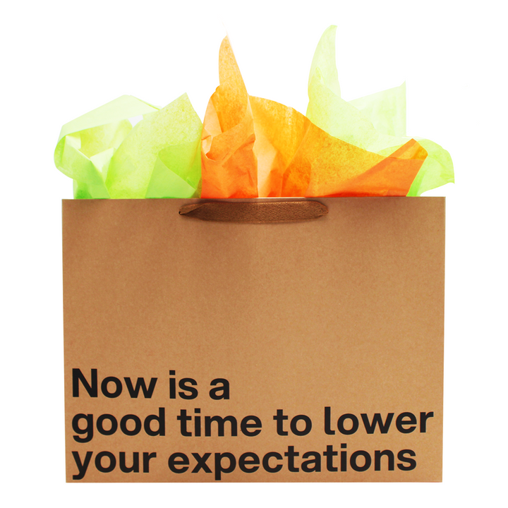 "Now Is A Good Time To Lower Your Expectations" Large Gift Bag - Offensive Crayons