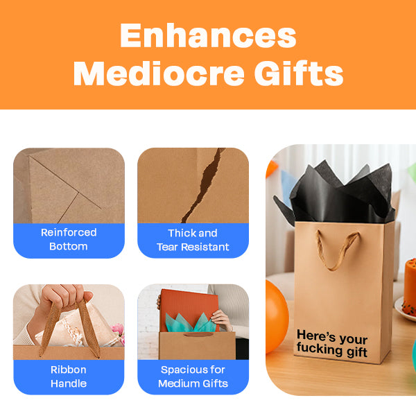 "Here's your fucking gift" Funny Profanity Gift Bag - Offensive Crayons