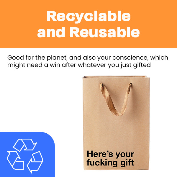 "Here's your fucking gift" Funny Profanity Gift Bag - Offensive Crayons