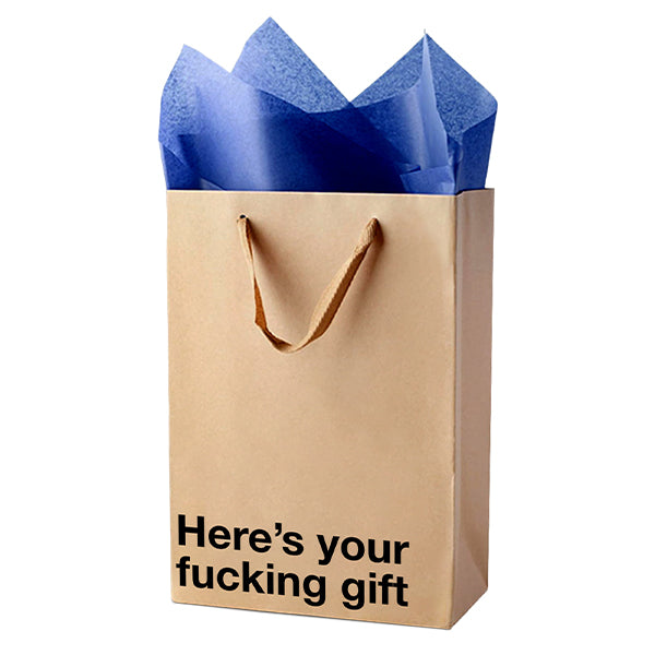 "Here's your fucking gift" Funny Profanity Gift Bag - Offensive Crayons