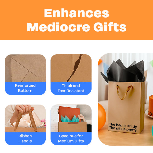 "The bag is shitty. The gift is pretty." Funny Profanity Gift Bag - Offensive Crayons