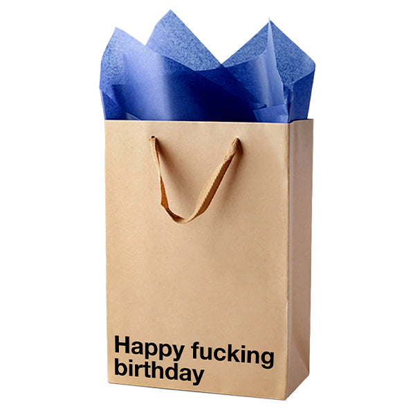 "Happy fucking birthday" Funny Profanity Gift Bag - Offensive Crayons