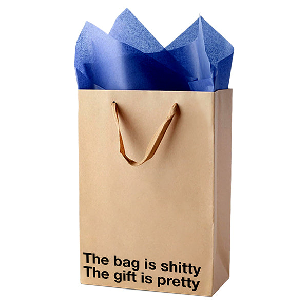 "The bag is shitty. The gift is pretty." Funny Profanity Gift Bag - Offensive Crayons