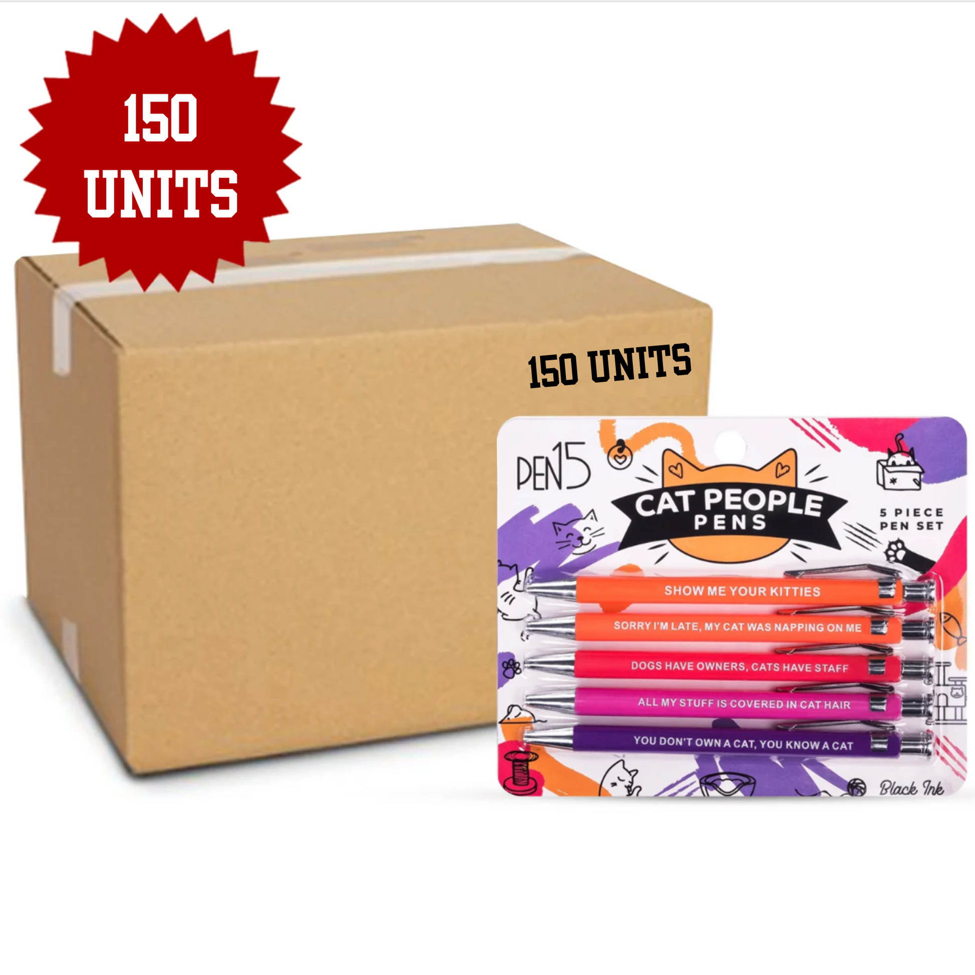 Cat People Pens, 150 pc case - Offensive Crayons