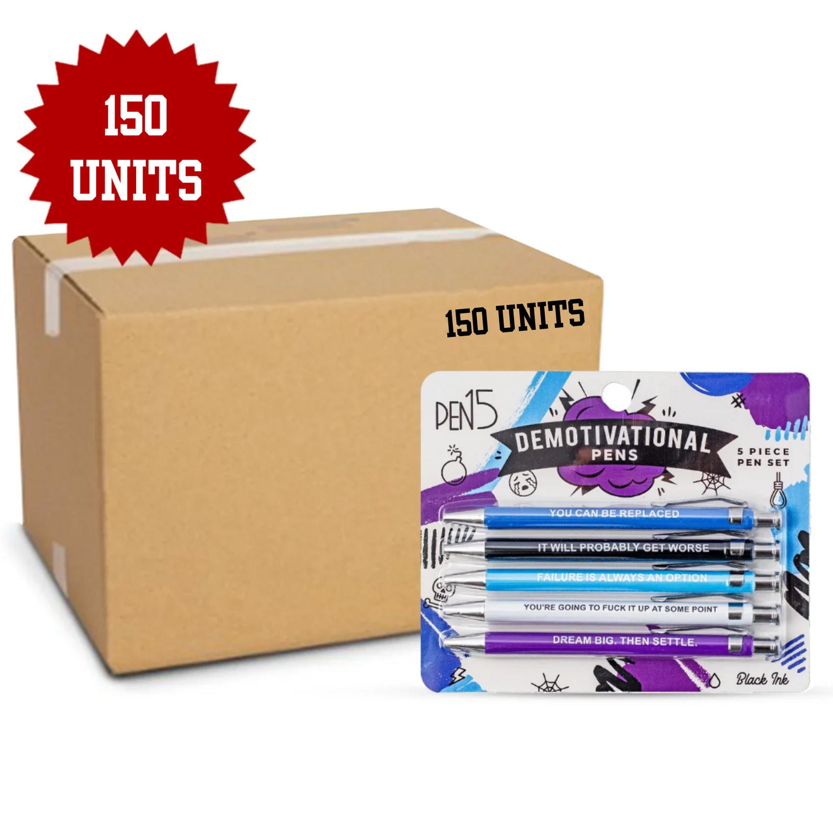 Demotiviational Pens, 150 pc - Offensive Crayons