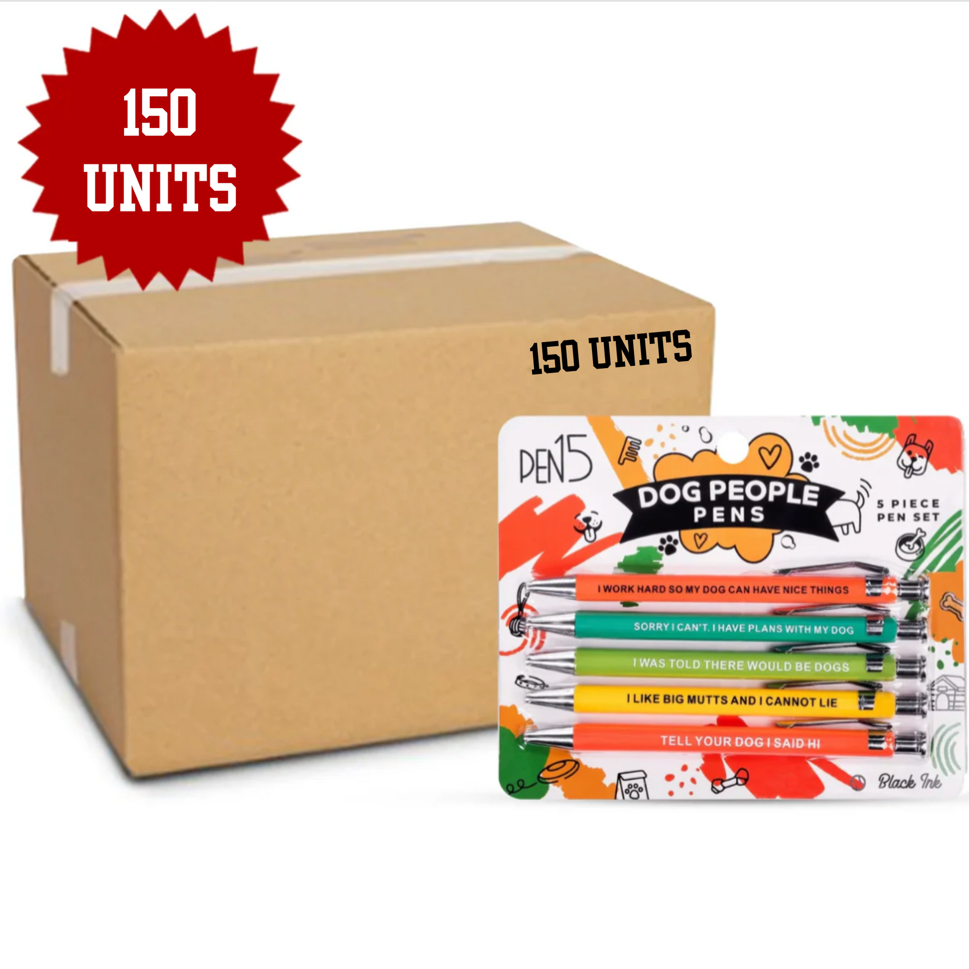 Dog People Pens, 150 pc case - Offensive Crayons