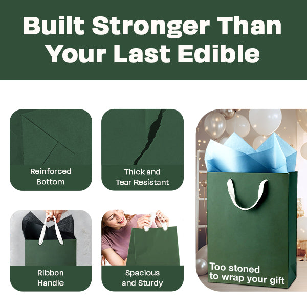 "Too stoned to wrap your gift" Funny Stoner Gift Bag - Offensive Crayons