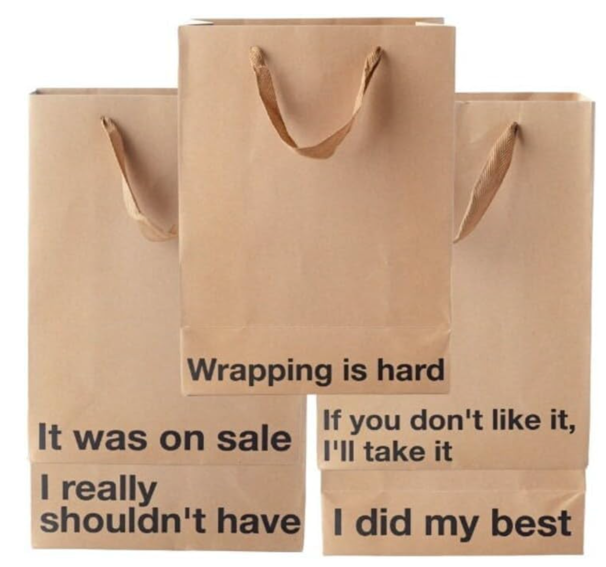 Funny kraft gift bag pack for adults, eco-friendly