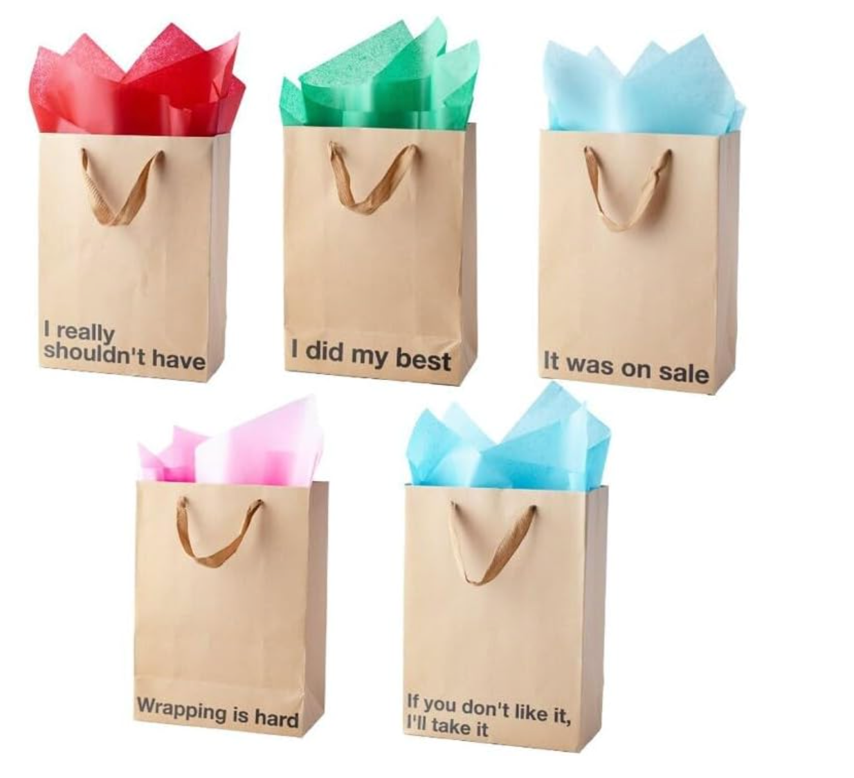 Funny kraft gift bag pack for adults, eco-friendly