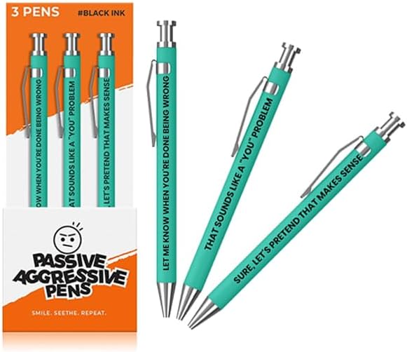 3pc Passive Aggressive Pen Set - Offensive Crayons