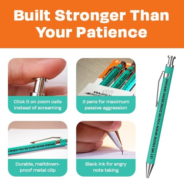 3pc Passive Aggressive Pen Set - Offensive Crayons