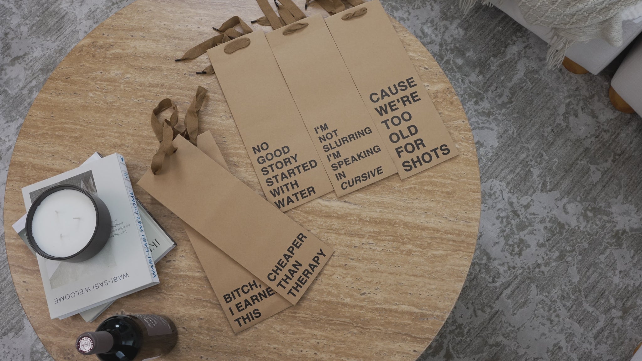 "I'm Not Slurring I'm Speaking in Cursive" wine gift bag – Funny and eco-friendly paper wine bag.