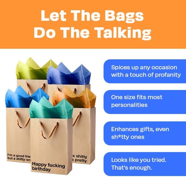 Funny Profanity Gift Bag Set - 5pc - Offensive Crayons