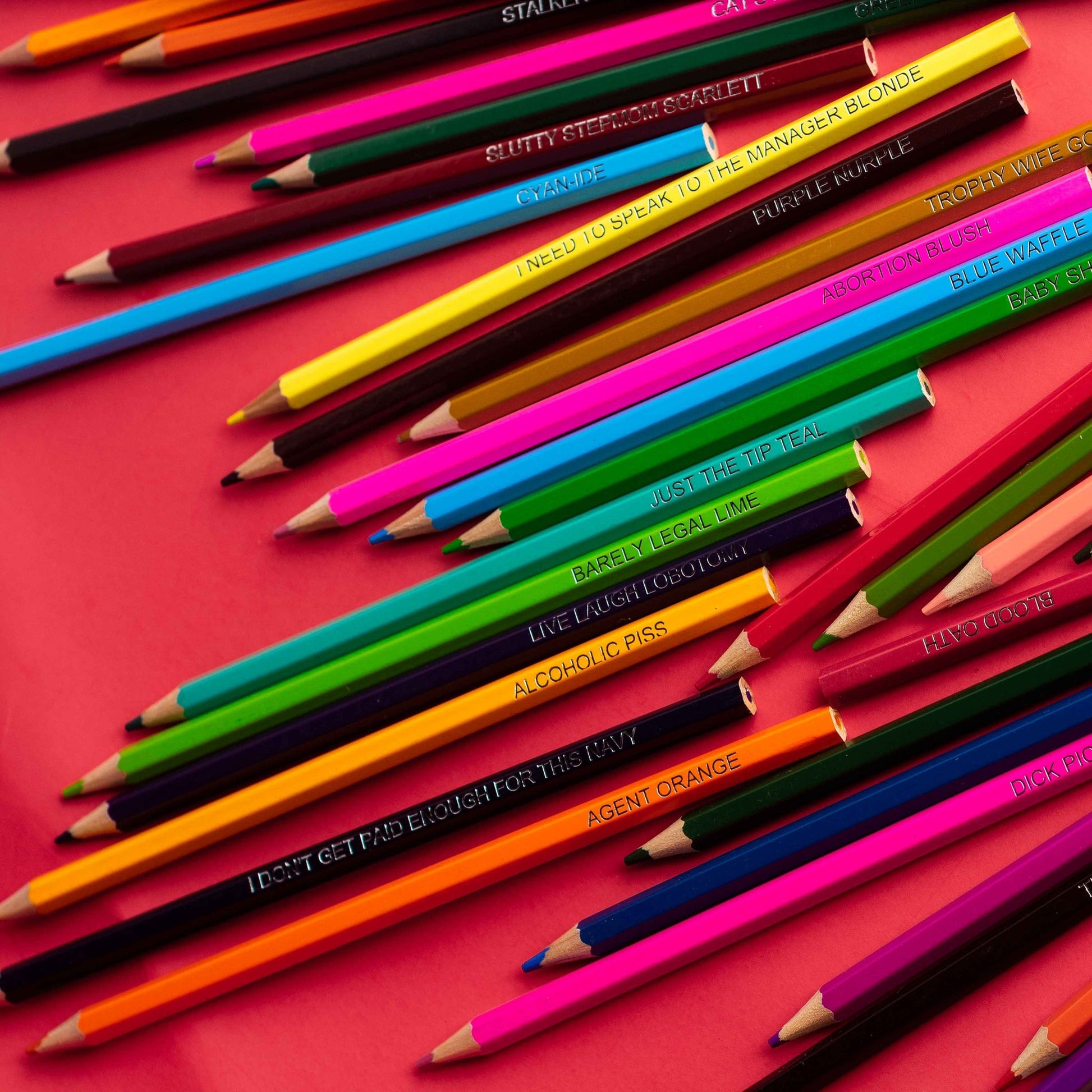 Offensive Colored Pencils set of 48 wooden colored pencils with bold, unique color pencils in pack.