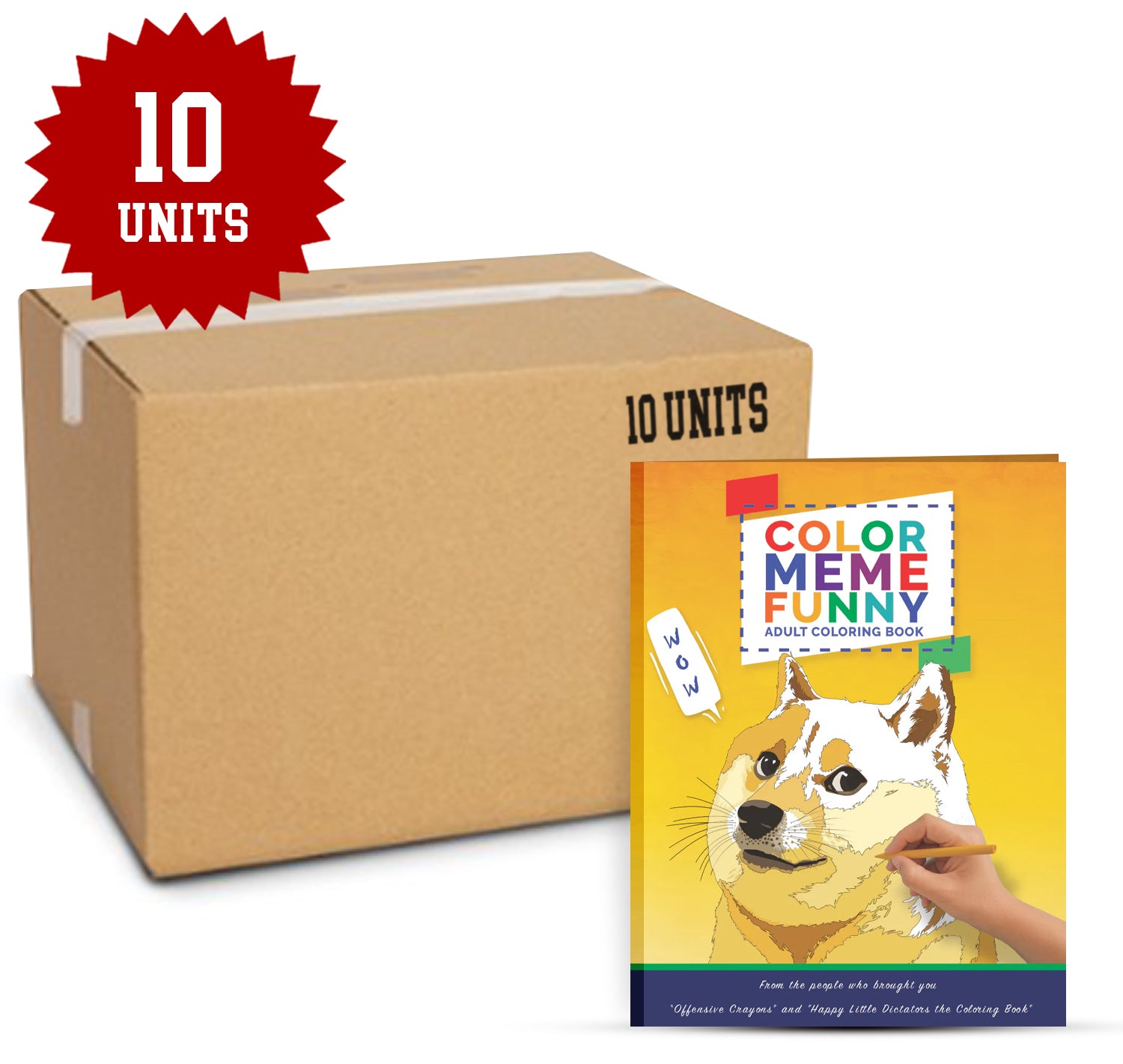 10-pack of meme coloring books featuring funny, unique designs for adults.