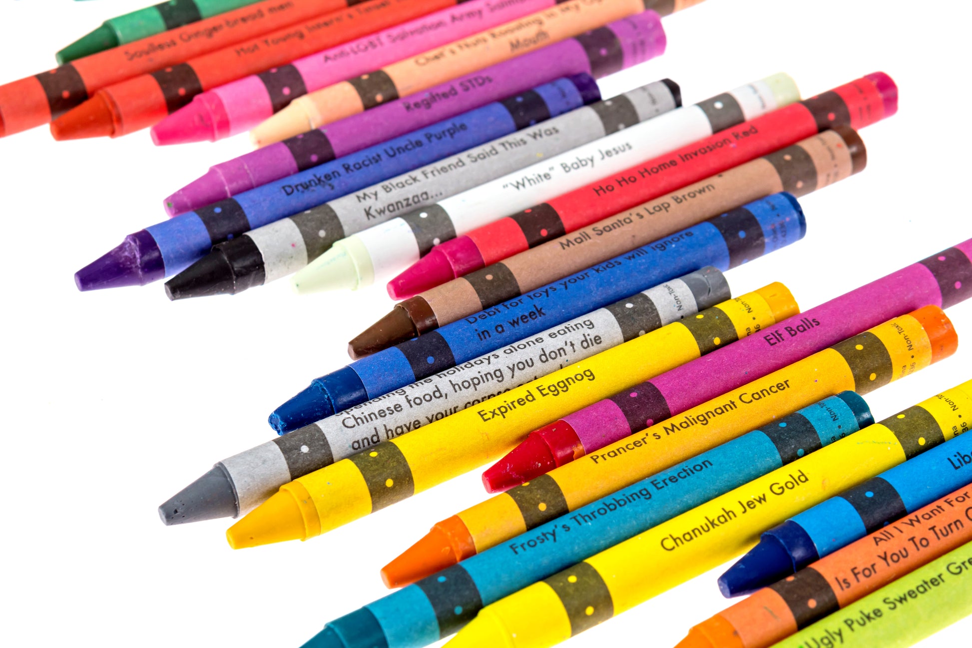 Holiday Edition crayons in assorted colors, ideal for adult coloring and holiday crafts.