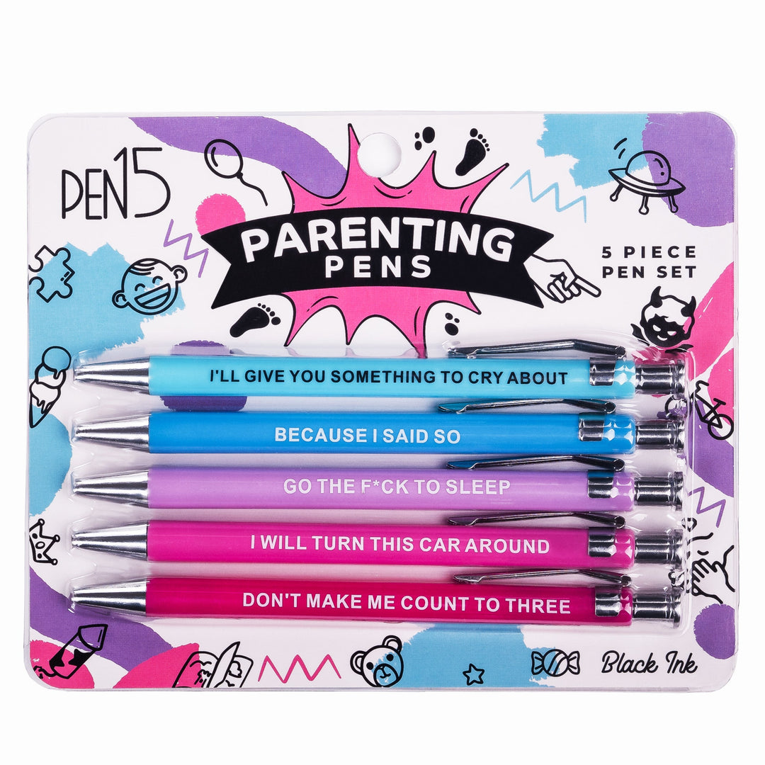 Parenting Pens with funny and sarcastic quotes for parents